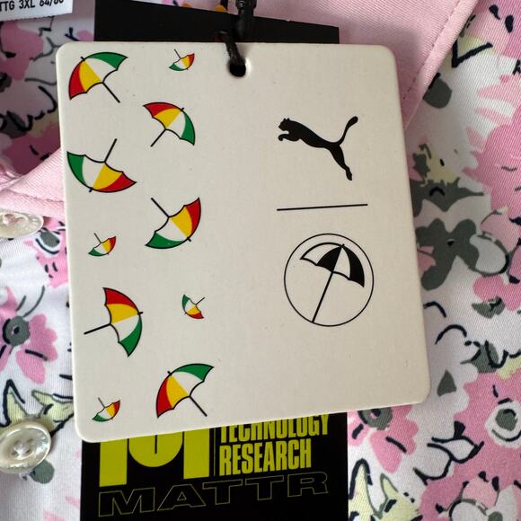 Puma X Arnold Palmer Polo Shirt Golf Pink Floral UPF 40 XXL NWT - Picture 8 of 10